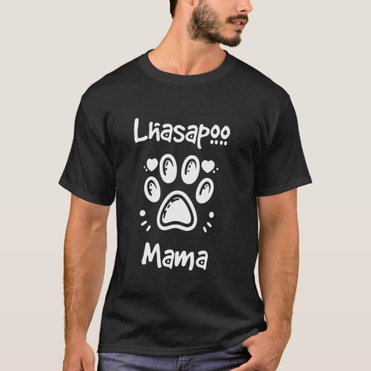01 ラサプー・ママ ラサ・アプソ プードル ミックス 犬の飼い主 Tシャツ (正面)