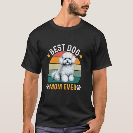 01 最高のマルチーズ プードル 犬 ママ 面白い 犬 愛好家 Tシャツ (正面)