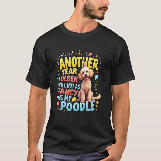01 面白い誕生日プレゼント プードル 犬 Tシャツ (正面)