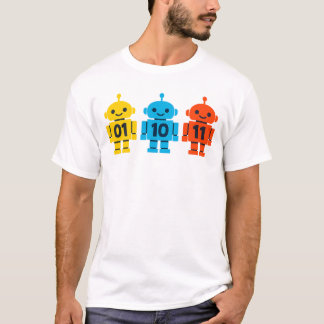 01 10 11 ロボット バイナリ コード かわいい テック デザイン Tシャツ