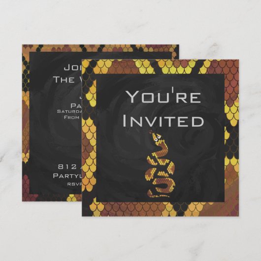 01of12 Snake BrownおよびGolde Monogram 招待状 (正面/裏面)