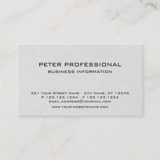 02人のプロフェッショナルの名刺の白革の写真 名刺 (正面)