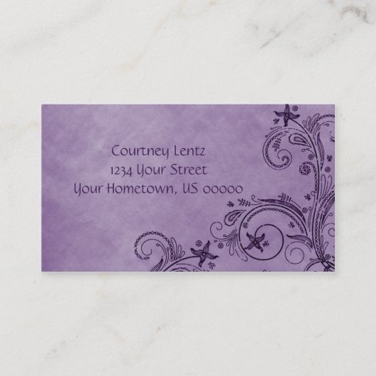 02紫色の動揺してな花の名刺 名刺 (正面)