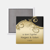 02金ゴールドとブラック50周年記念マグネット マグネット (正面/裏面)