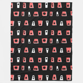 020216 – 熱帯ピンク、白、黒 フリースブランケット