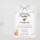 020 Fog Cute Squirrel Acorn Gingham Baby Shower 招待状 (正面/裏面)