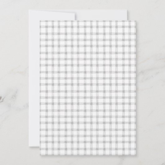020 Fog Gray Scroll Gingham Cross Candle Baptism 招待状 (裏面)