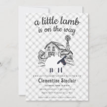 020 Fog Grey Little Lamb Farm Plaid Baby Shower