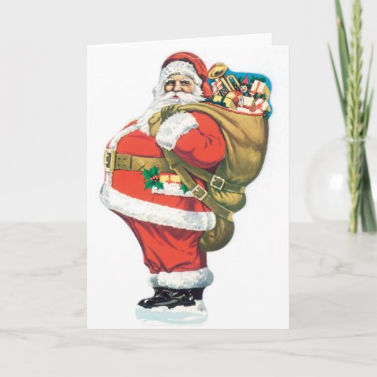 021ヴィンテージのクリスマスカード脂肪質のすてきなサンタクロース シーズンカード (正面)