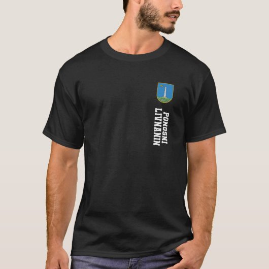 022 Livnoボスニア国旗の姓コートアームエンブレム Tシャツ (正面)