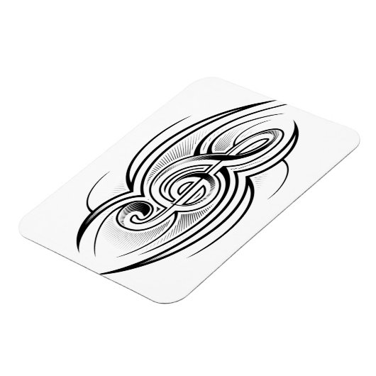 028白黒トレブルクレフ、 音符記号タトゥーベクトルデザインM マグネット (左側)