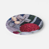 0294-バラ、リングや輪、ろうそく ペーパープレート (アングル)