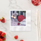 0294-バラ、リングや輪、ろうそく 縁ありカクテルナプキン (インサイチュ)