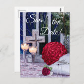 0294 – 赤いブーケと赤いリングや輪と十字 ポストカード (正面/裏面)