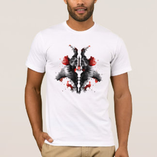 02 ブラック&レッドロールシャッハインクブロットアブストラクトTシャツ Tシャツ