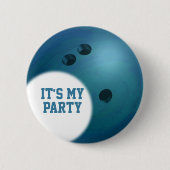 02of12誕生日カスタムブルーボーリングボール 缶バッジ (正面)