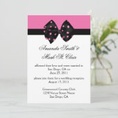 03ピンクブラック水玉模様ポストウェディングレセプション 招待状 (スタンド正面)