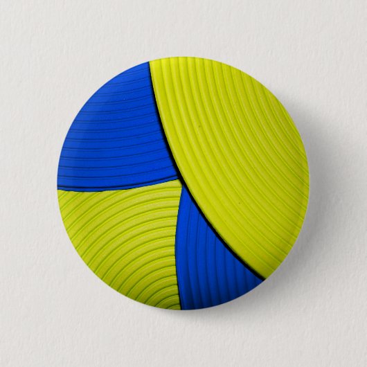 03黄色及び青の抽象的な花ボタン 缶バッジ (正面)