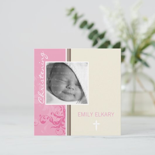 032 Rasha ::《キリスト教》洗礼式や命名式招待状 招待状 (スタンド正面)