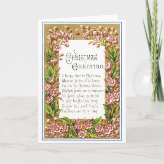 039のヴィンテージのクリスマスカードの花柄の花の詩 シーズンカード (正面)