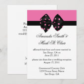 03 ピンク ブラック 水玉模様 結婚式後 レセプション 招待状 (正面/裏面)