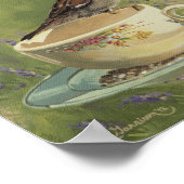 0470 Sparrow on Teacup Artプリント ポスター (角)