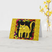 04 -ハッピーバースデーBasi the cat Greeting Card カード (黄色い花)