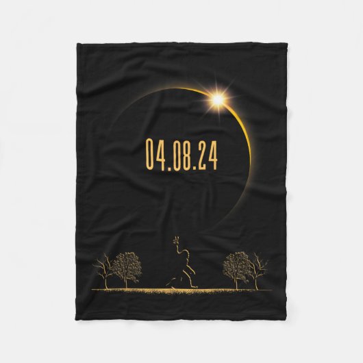 04.08.24 Eclipse 太陽の 2024 フリースブランケット (正面)