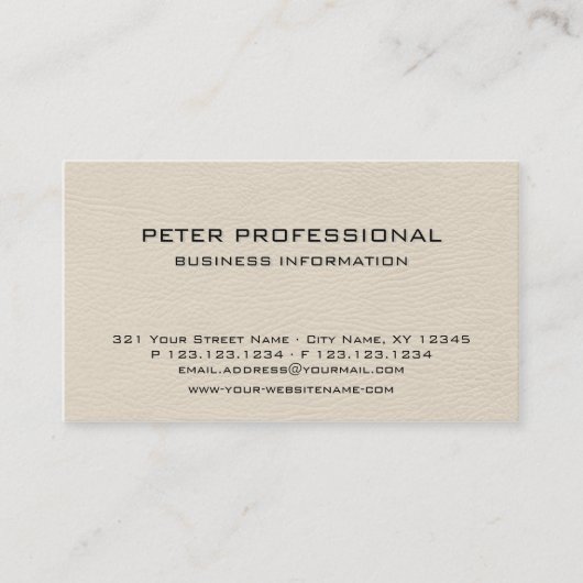 05アイボリーのクリーム色の革写真の名刺 名刺 (正面)