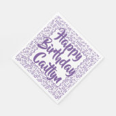 05誕生日番号パターンホタテ紫/白 スタンダードランチョンナプキン (角)