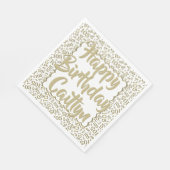 05誕生日番号パターンScallops金ゴールド/白 スタンダードランチョンナプキン (角)
