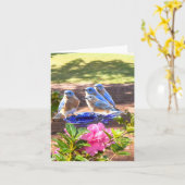 050永久にブルーバードのメッセージカード4.25x5.5のマット カード (黄色い花)