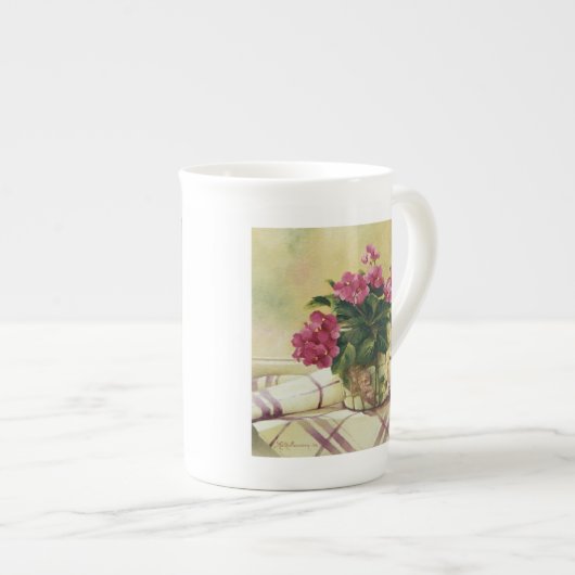 0511モザイクプランターのアフリカスミレ ボーンチャイナマグカップ (正面右)