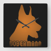 0513032011 Dobermann スクエア壁時計 (正面)
