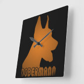 0513032011 Dobermann スクエア壁時計 (傾斜)