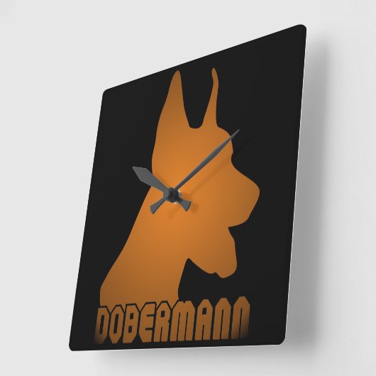 0513032011 Dobermann スクエア壁時計 (傾斜)