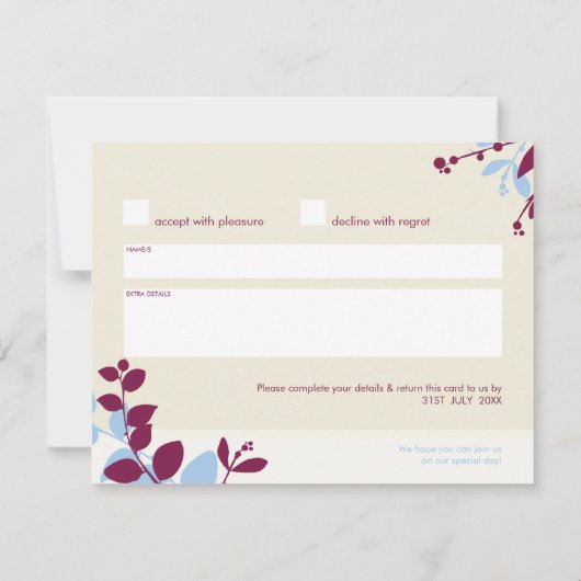 051-Tonya :: 返信フラットカード 出欠カード (裏面)