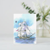 (053)米国ブリグナイアガラ帆船 ポストカード (スタンド正面)