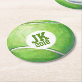 05of12使い捨てテニスボールパーティー ラウンドペーパーコースター (アングル)