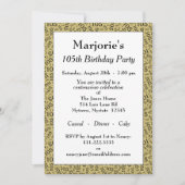 05th Birthday Partyブラック/金ゴールド番号書式 招待状 (正面)