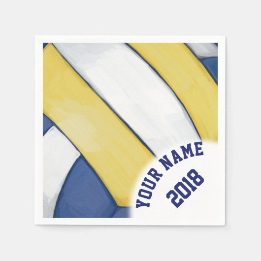 06of12青と黄色のバレーボールをテーマにしたナプキン スタンダードカクテルナプキン (正面)
