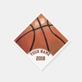 06of12黒と赤のバスケットボールテーマナプキン スタンダードカクテルナプキン