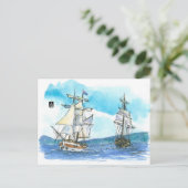 (073)レディーネルソン&ウィンドワードバインド帆船 ポストカード (スタンド正面)