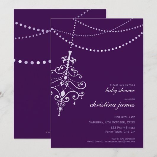 078Drusilla :: BABY SHOWER INVITES :: chandelier 招待状 (正面/裏面)