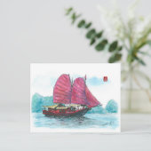 (085)ヘイロンベイジャンクセーリングボート ポストカード (スタンド正面)