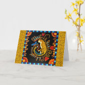 08 - 眠るジャガー グリーティングカード (黄色い花)