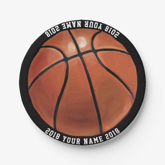 08of12バスケットボールカスタムパーティープレート ペーパープレート (正面)