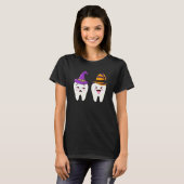 0 おもしろい歯の魔女の帽子 歯科助手 歯医者さん ハロウィン Tシャツ (正面フル)