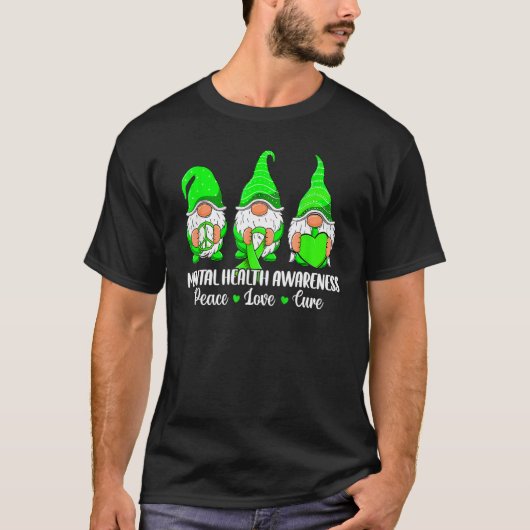 0 かわいいノーム 平和 希望 愛 精神衛生意識 Tシャツ (正面)