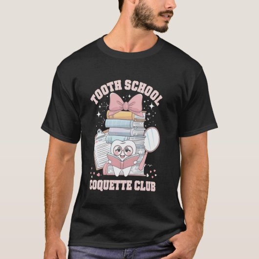 0 かわいい ピンク 歯医者 歯 リボン Tシャツ (正面)